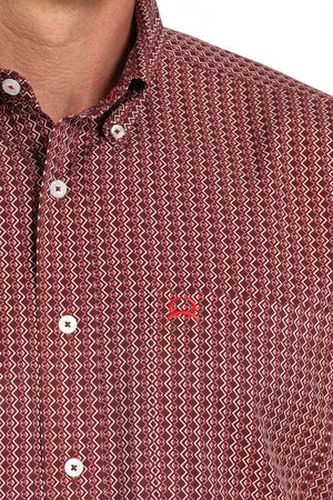 CINCH Men's Burgundy ARENAFLEX Button-Down Western Shirt