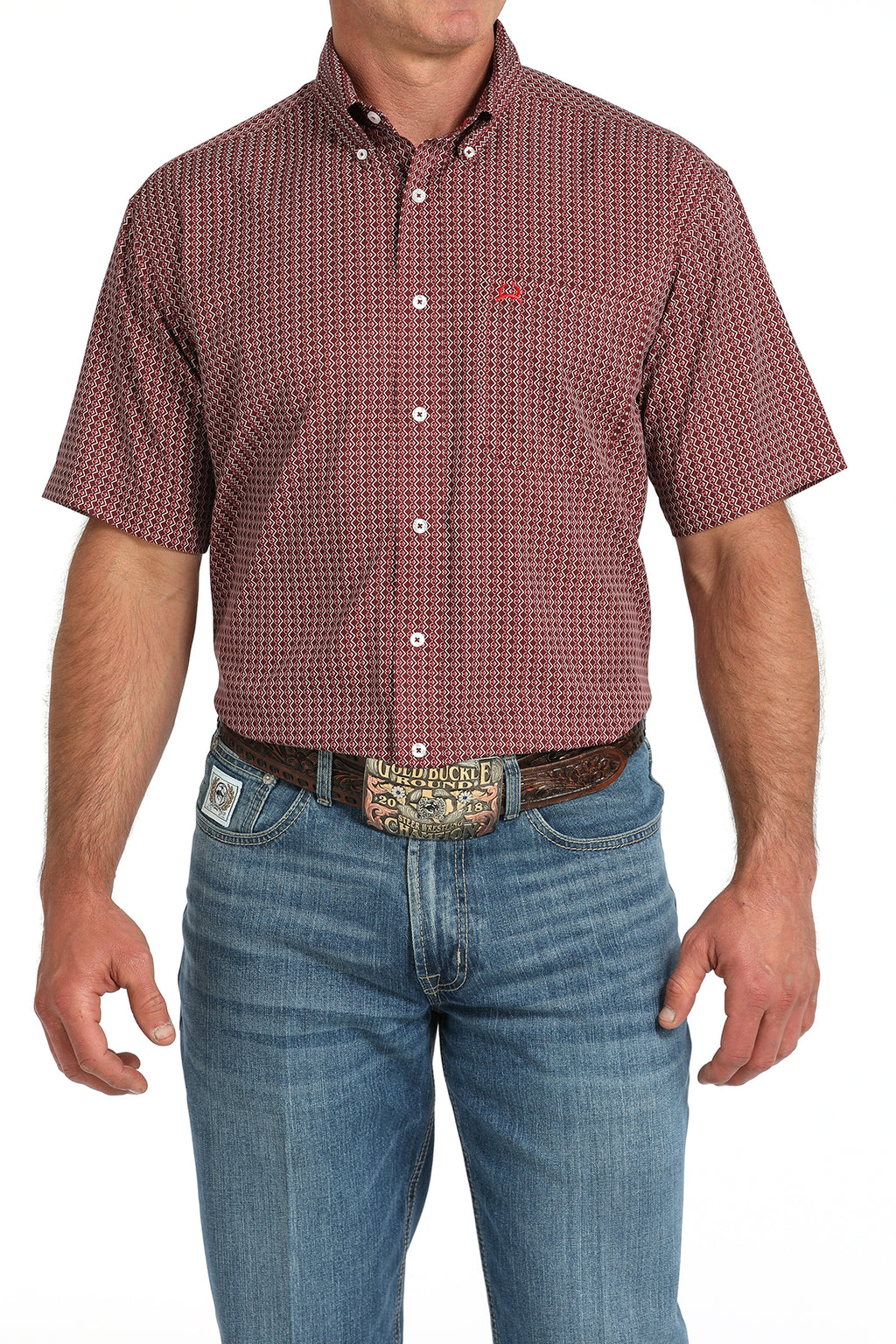 CINCH Men's Burgundy ARENAFLEX Button-Down Western Shirt