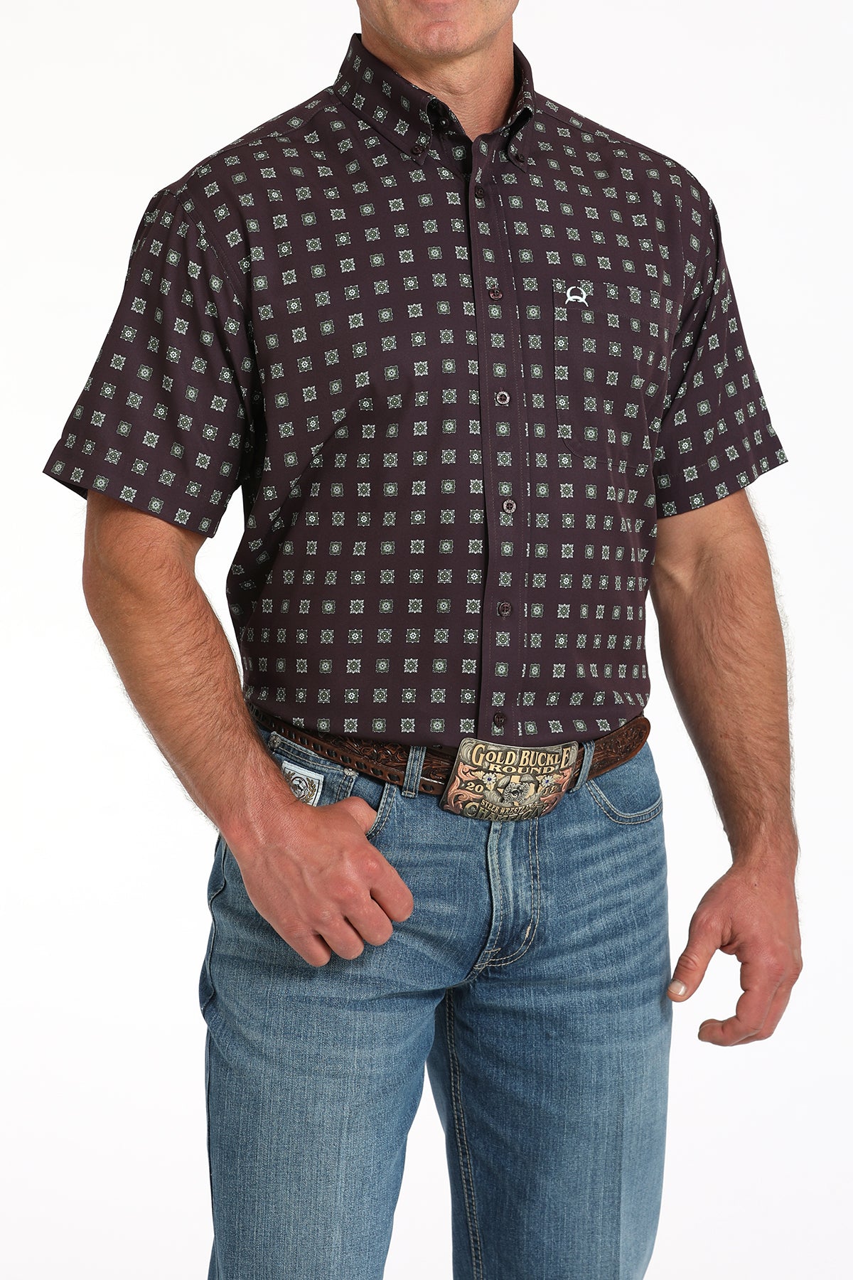 CINCH Men's Purple S/S ARENAFLEX Button-Down Western Shirt