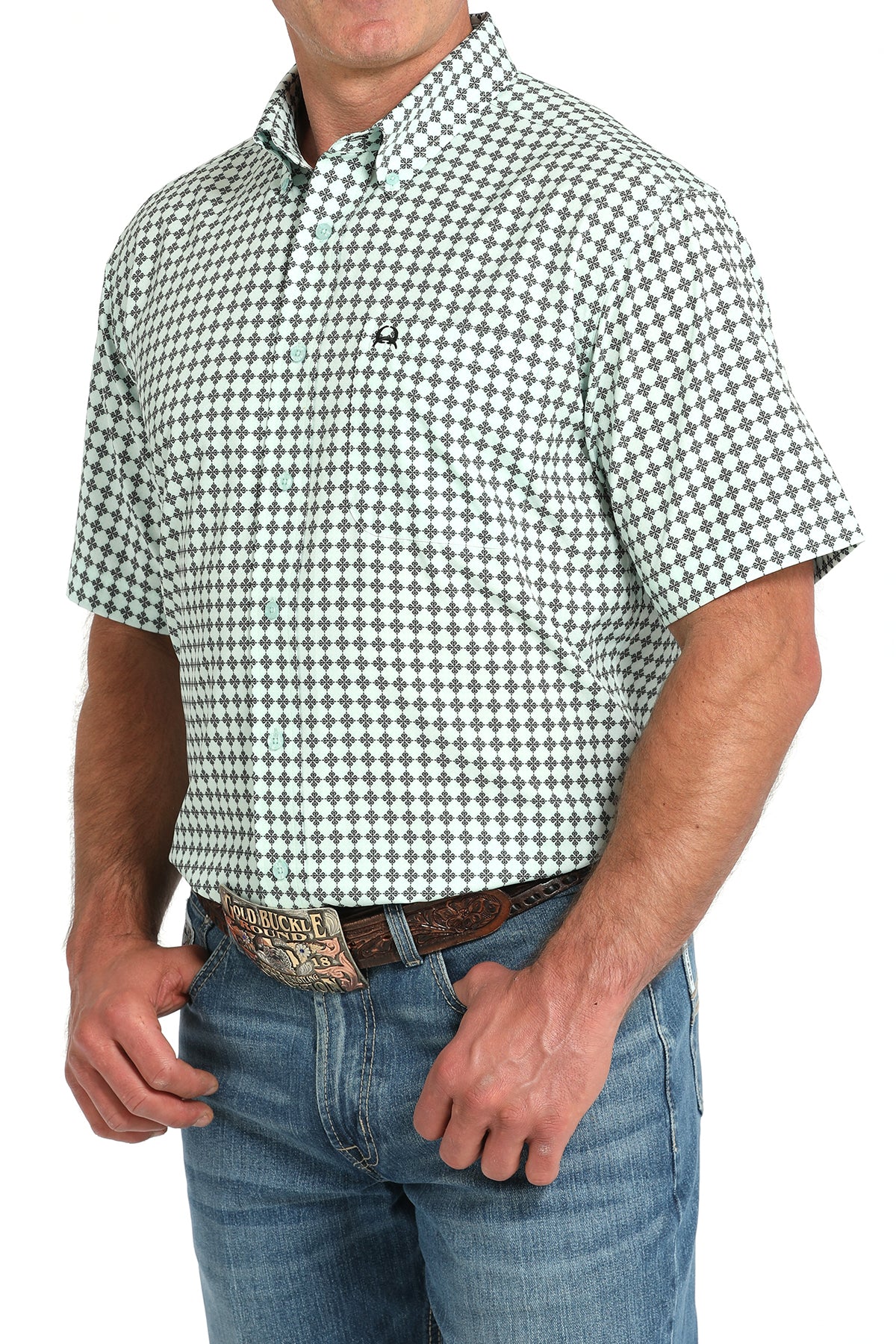 CINCH Men's Light Blue S/S ARENAFLEX Button-Down Western Shirt
