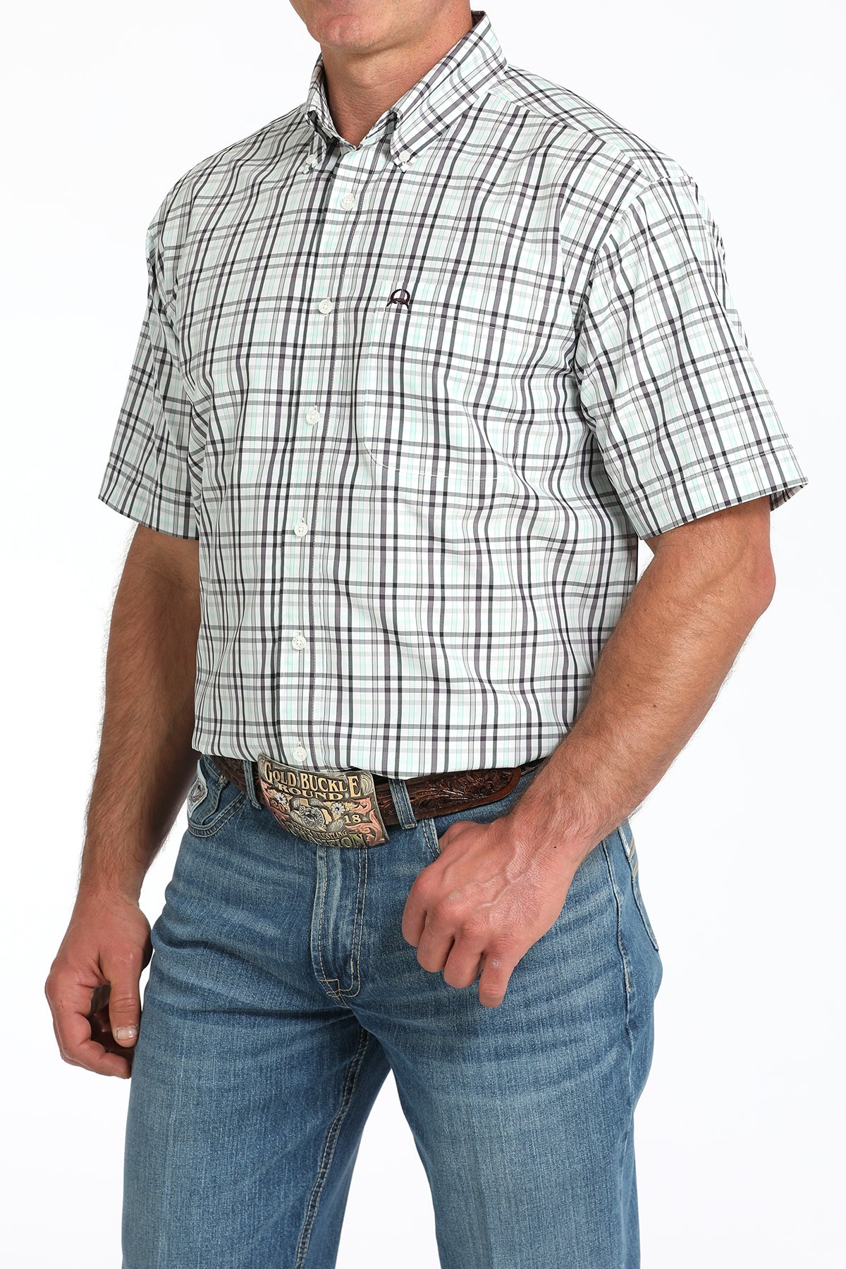CINCH Men's White S/S ARENAFLEX Button-Down Western Shirt