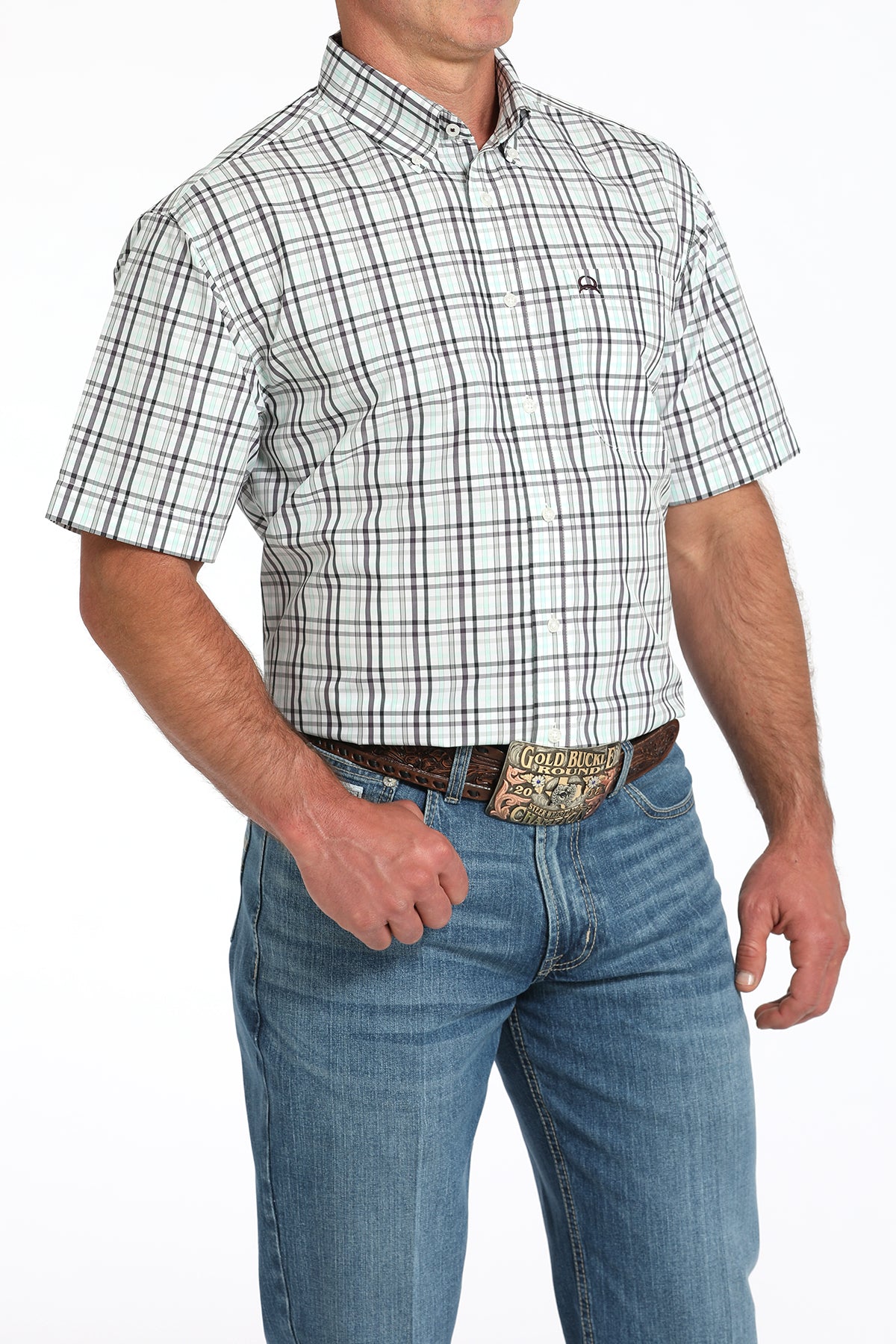 CINCH Men's White S/S ARENAFLEX Button-Down Western Shirt