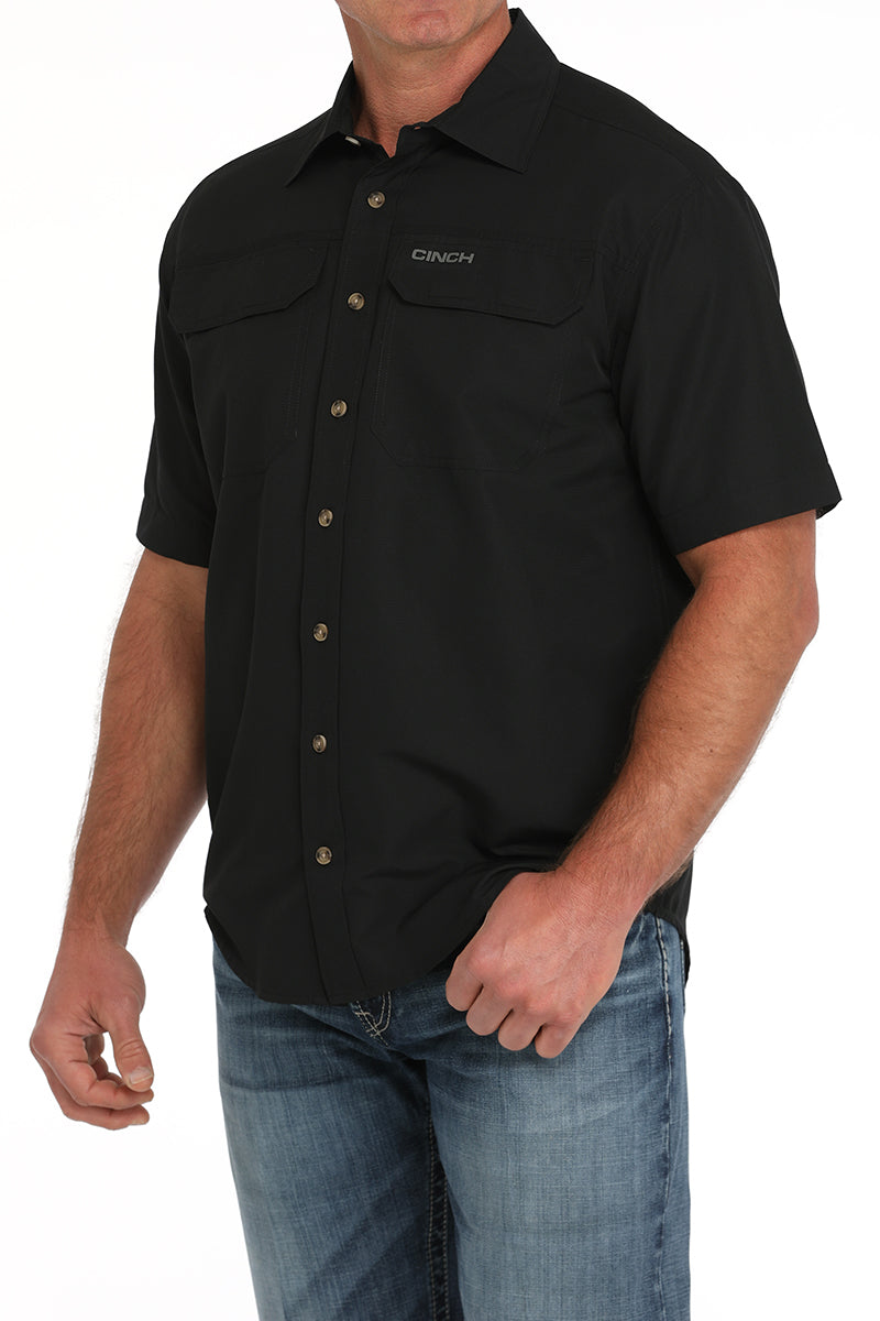 CINCH Men's Solid Black ARENAFLEX Button-Down Western Shirt