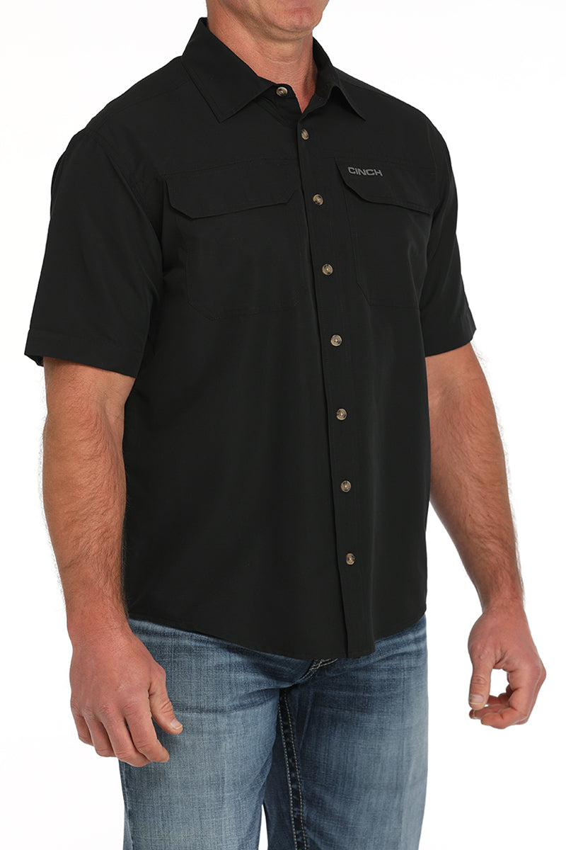 CINCH Men's Solid Black ARENAFLEX Button-Down Western Shirt