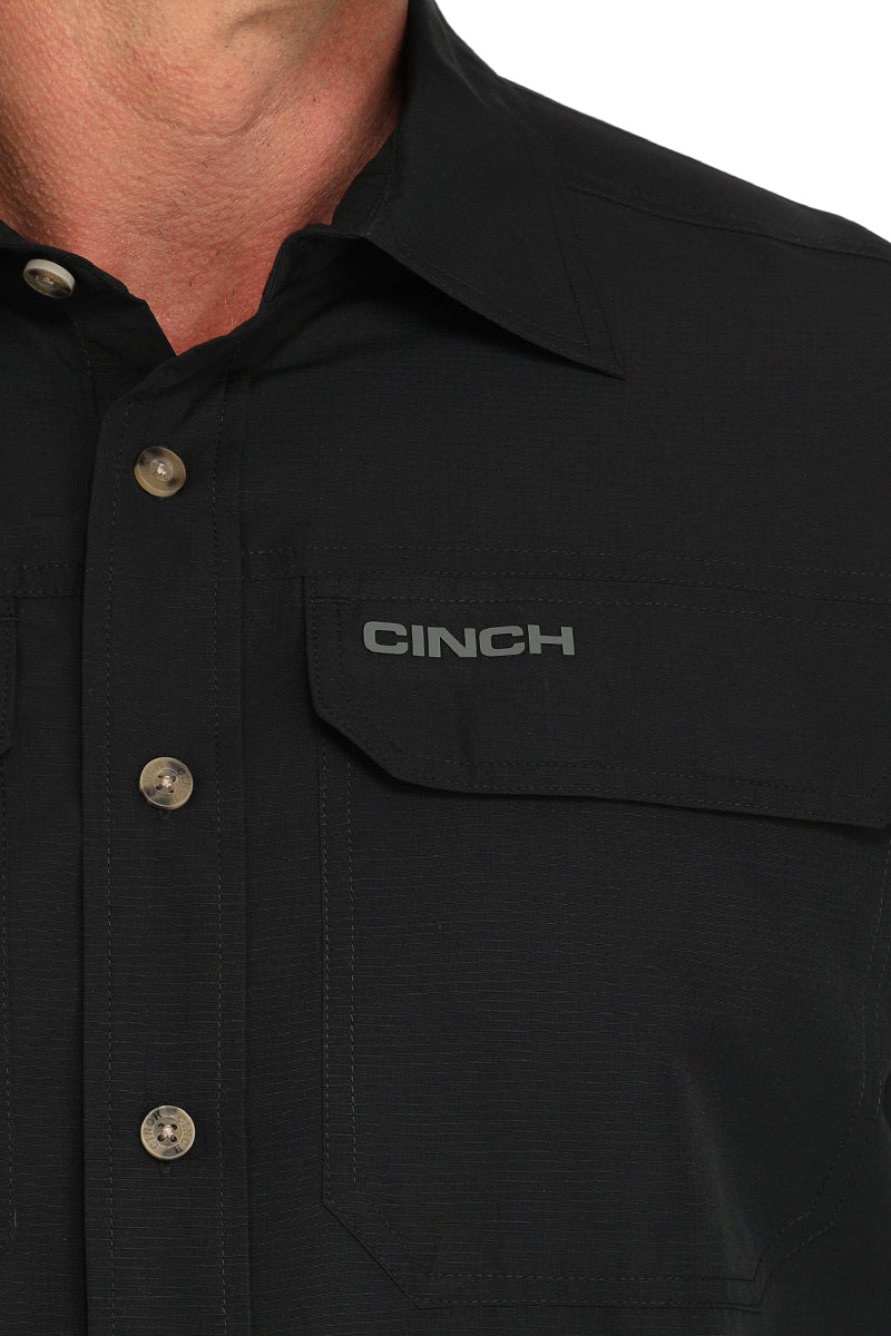 CINCH Men's Solid Black ARENAFLEX Button-Down Western Shirt