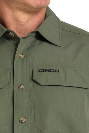 CINCH Men's Solid Olive S/S ARENAFLEX Western Button-Down Shirt