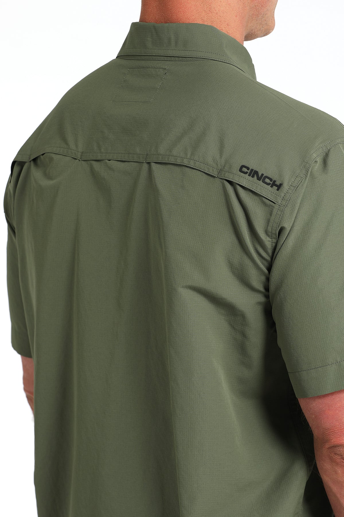 CINCH Men's Solid Olive S/S ARENAFLEX Western Button-Down Shirt