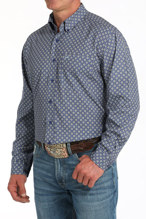CINCH Men's Blue Print ARENAFLEX Button-Down Western Shirt