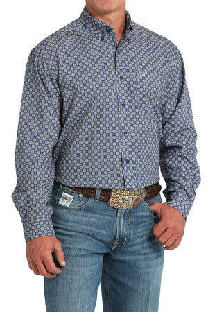 CINCH Men's Blue Print ARENAFLEX Button-Down Western Shirt