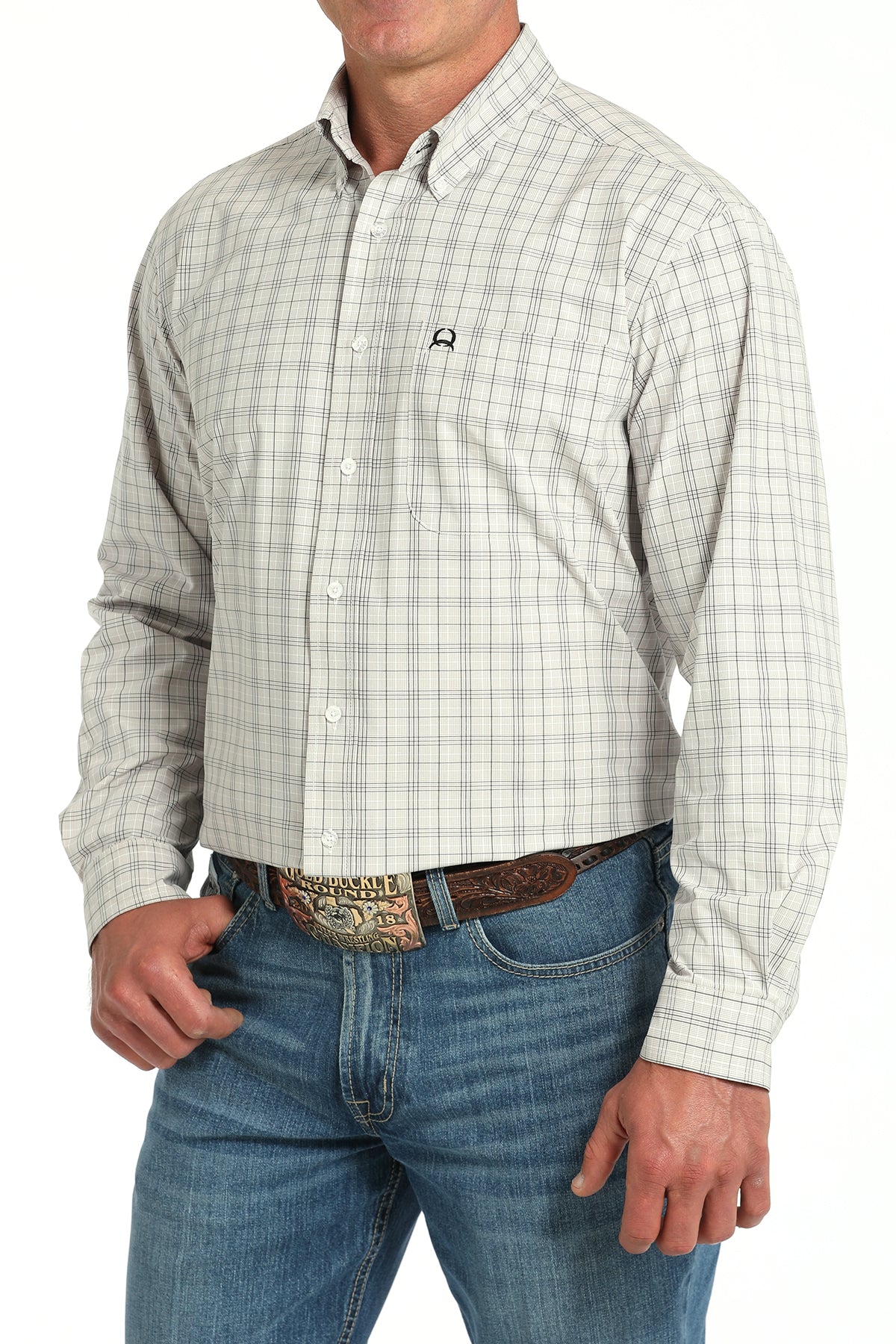 CINCH Men's White Print ARENAFLEX Button-Down Western Shirt