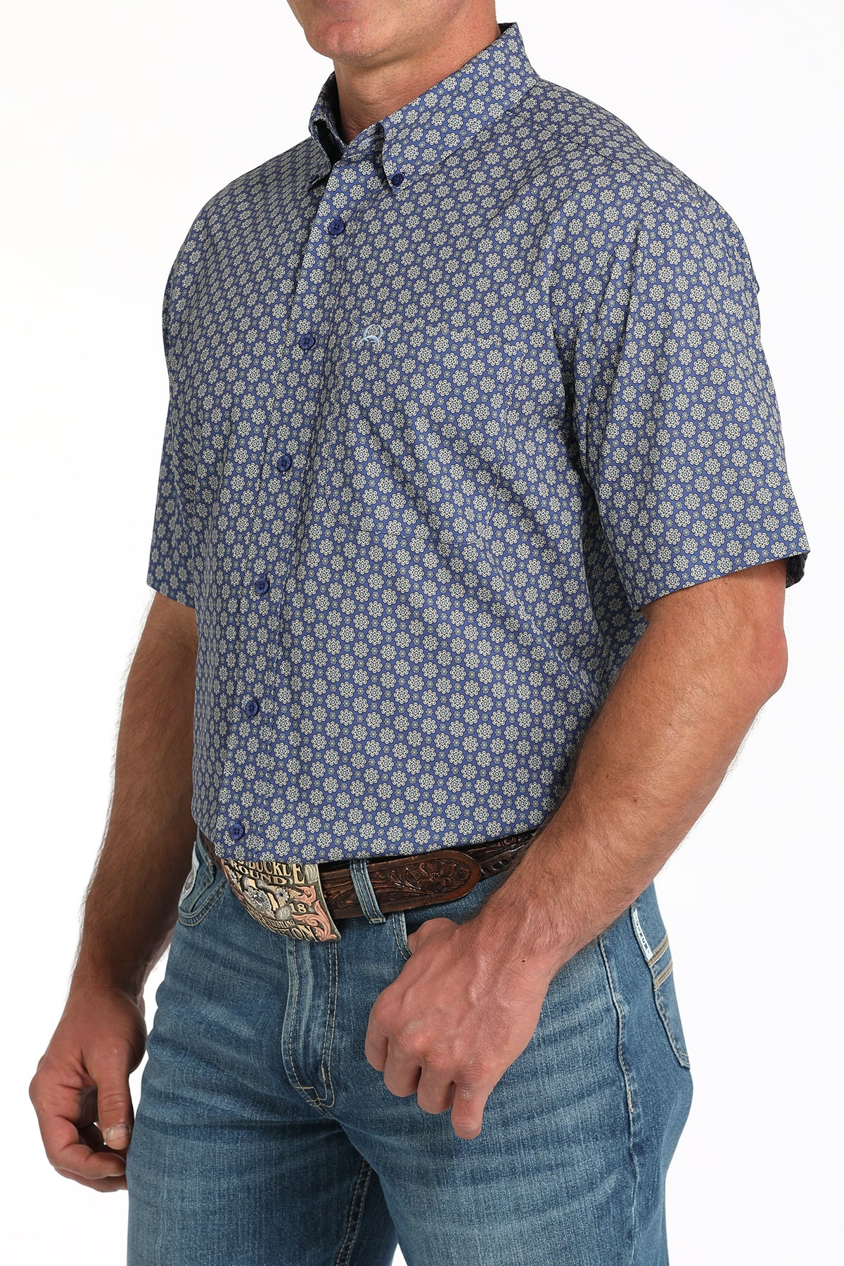 CINCH Men's Royal Blue S/S ARENAFLEX Button-Down Western Shirt