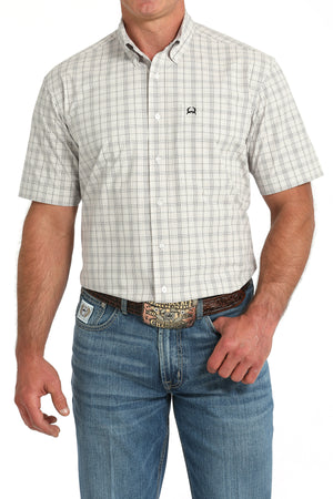 CINCH Men's White Plaid ARENAFLEX Button-Down Western Shirt