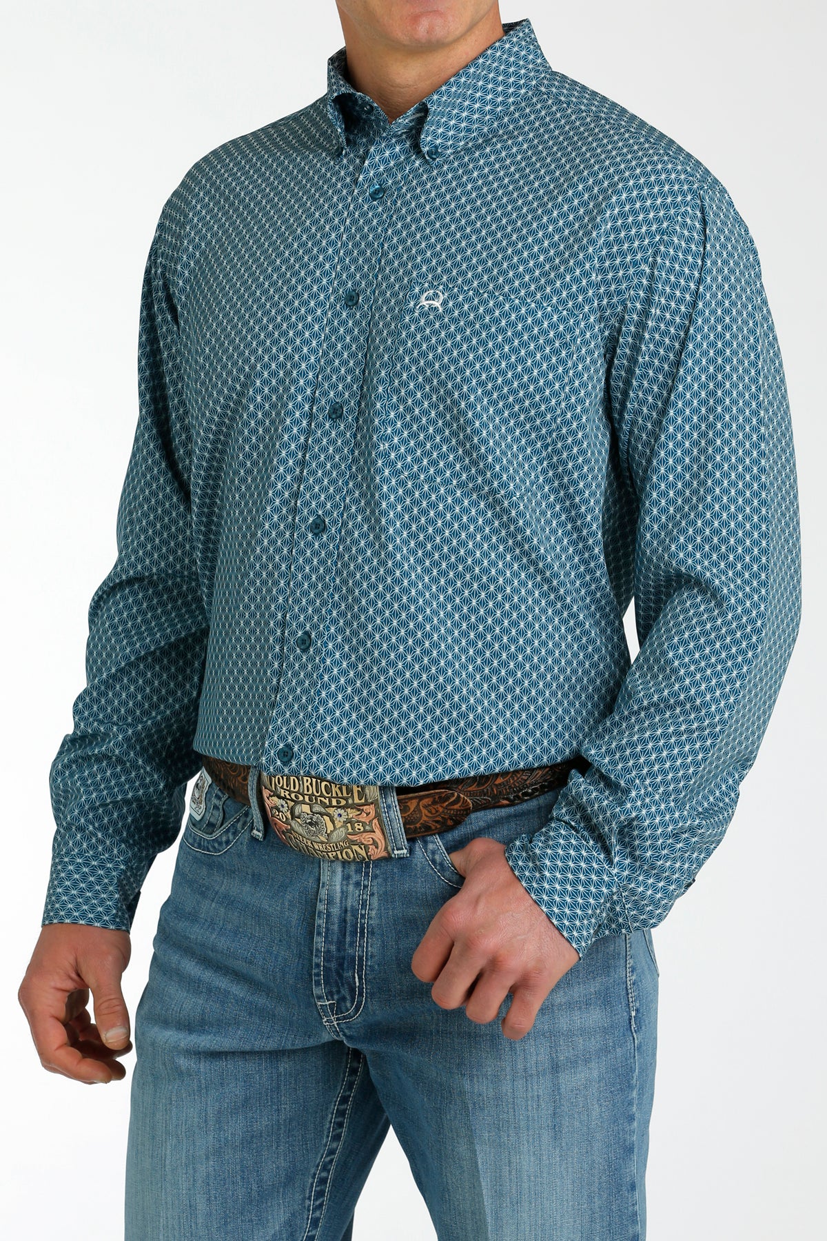 CINCH Men's Teal ARENAFLEX Button-Down Western Shirt