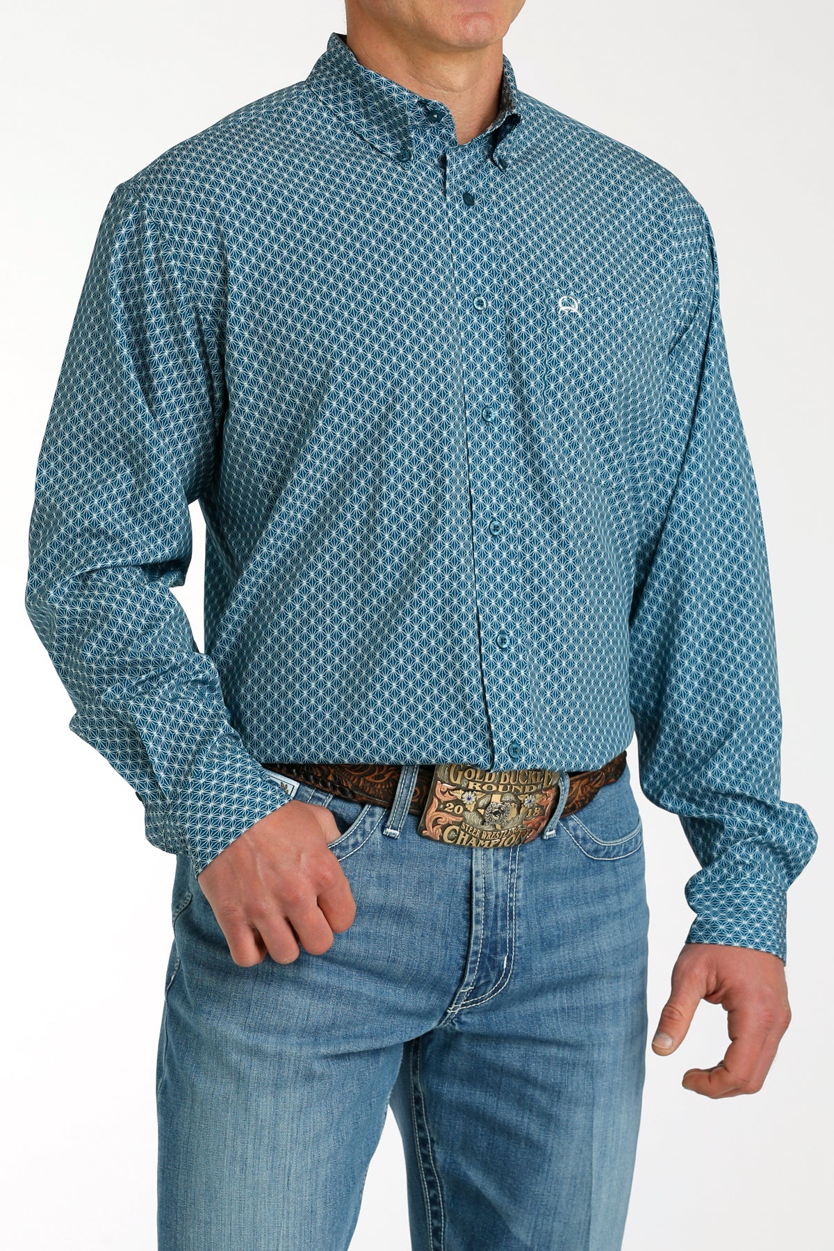 CINCH Men's Teal ARENAFLEX Button-Down Western Shirt