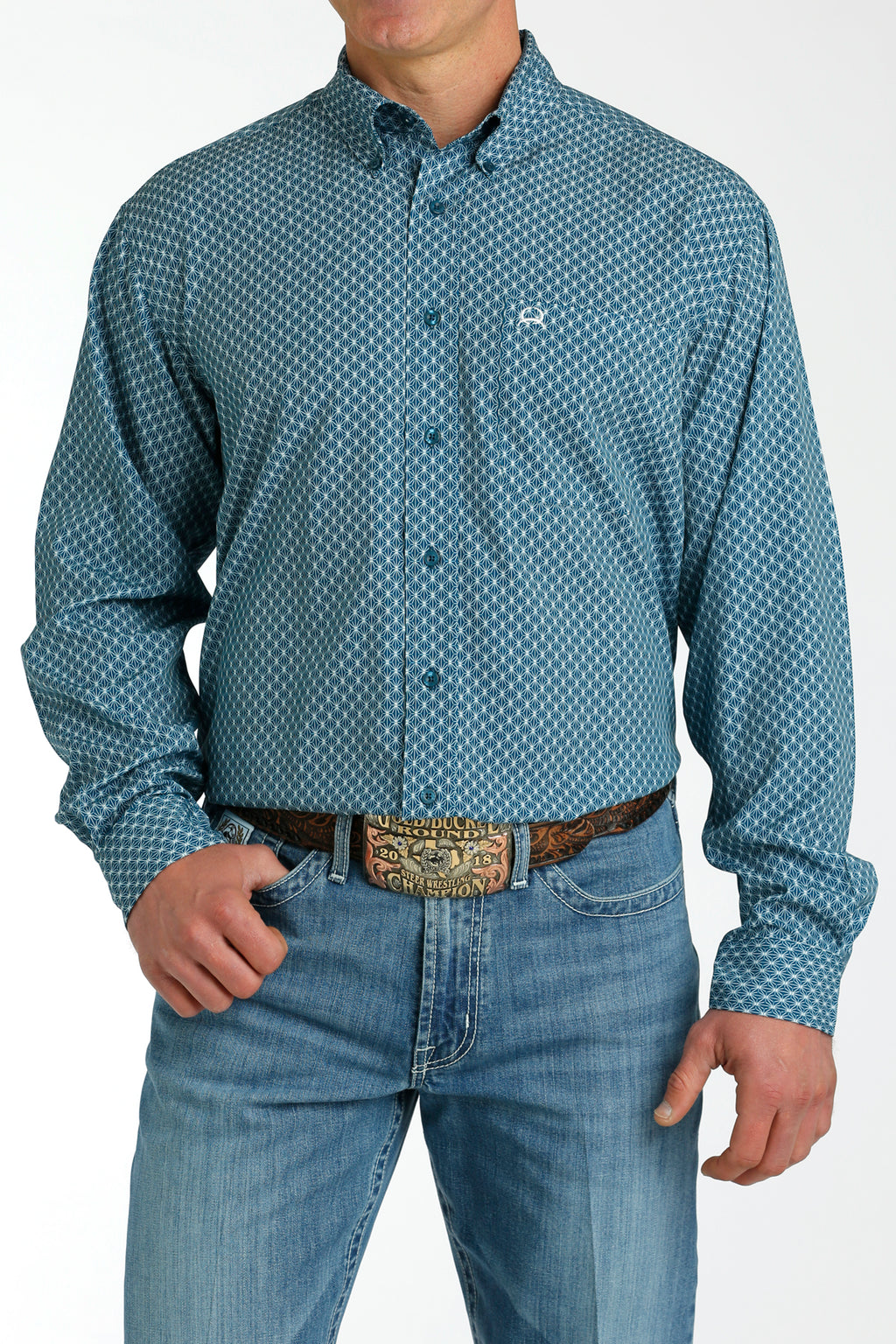 CINCH Men's Teal ARENAFLEX Button-Down Western Shirt