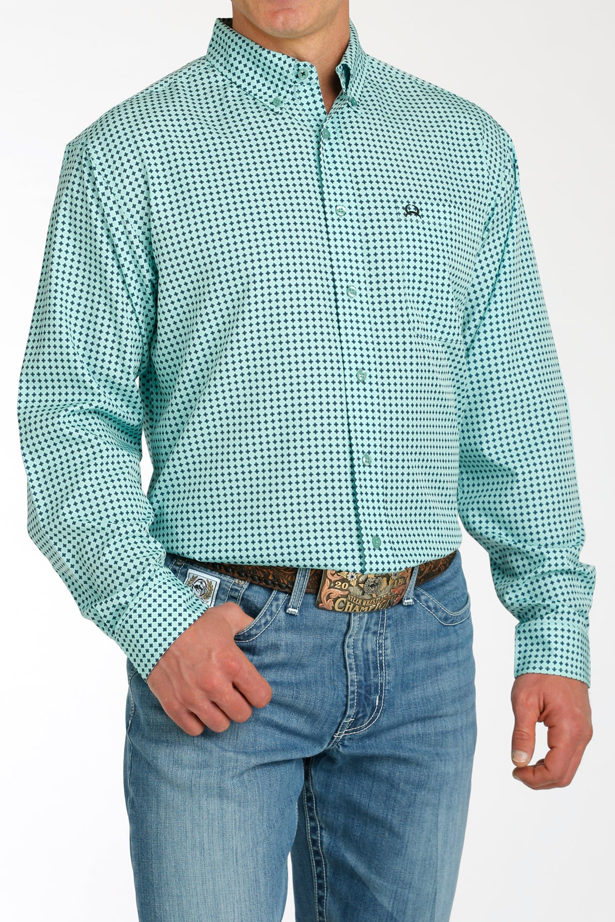 CINCH Men's Turquoise ARENAFLEX Button-Down Western Shirt