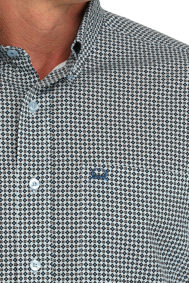 CINCH Men's ARENAFLEX Light Blue Button-Down Western Shirt