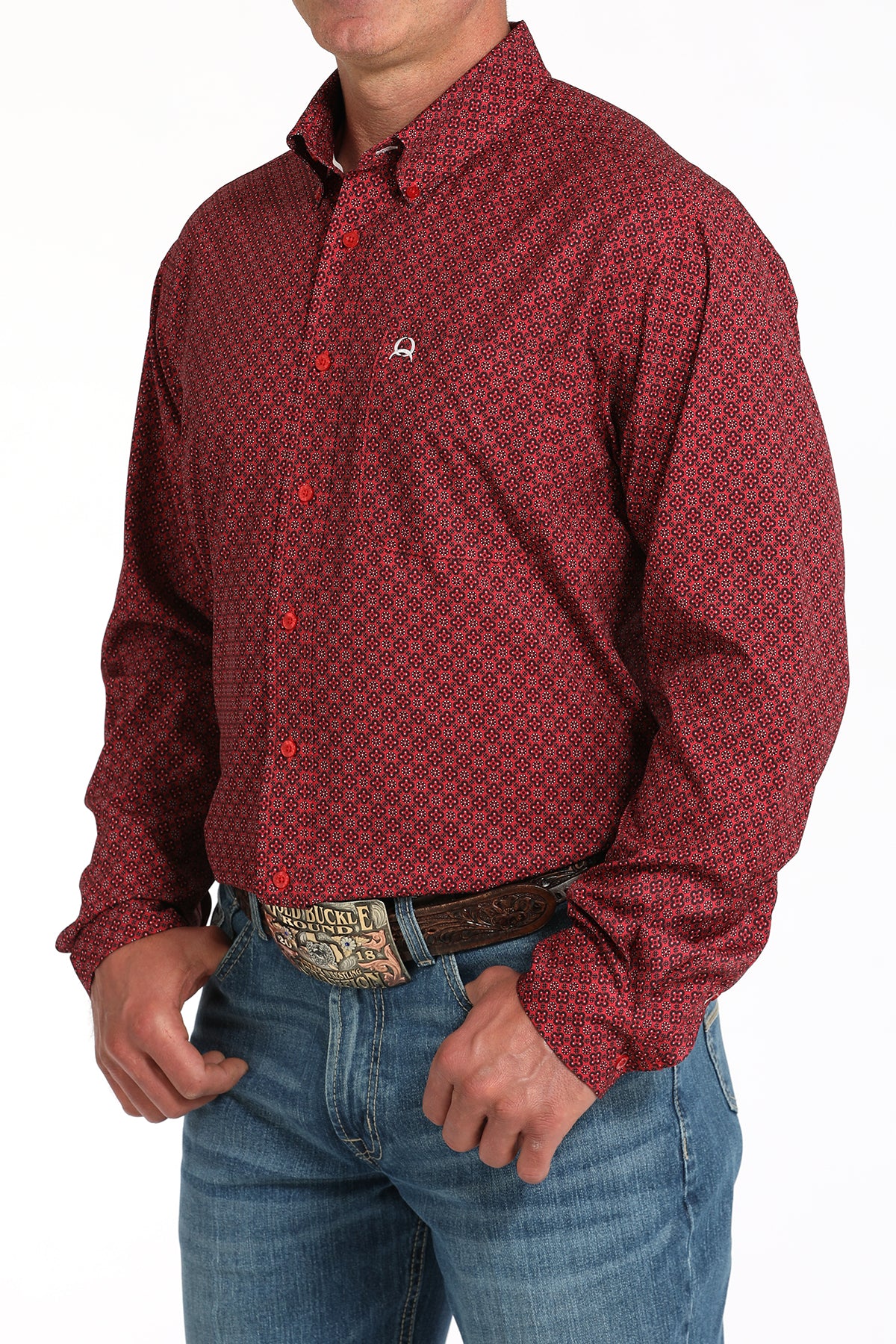 CINCH Men's ARENAFLEX Red Button-Down Western Shirt