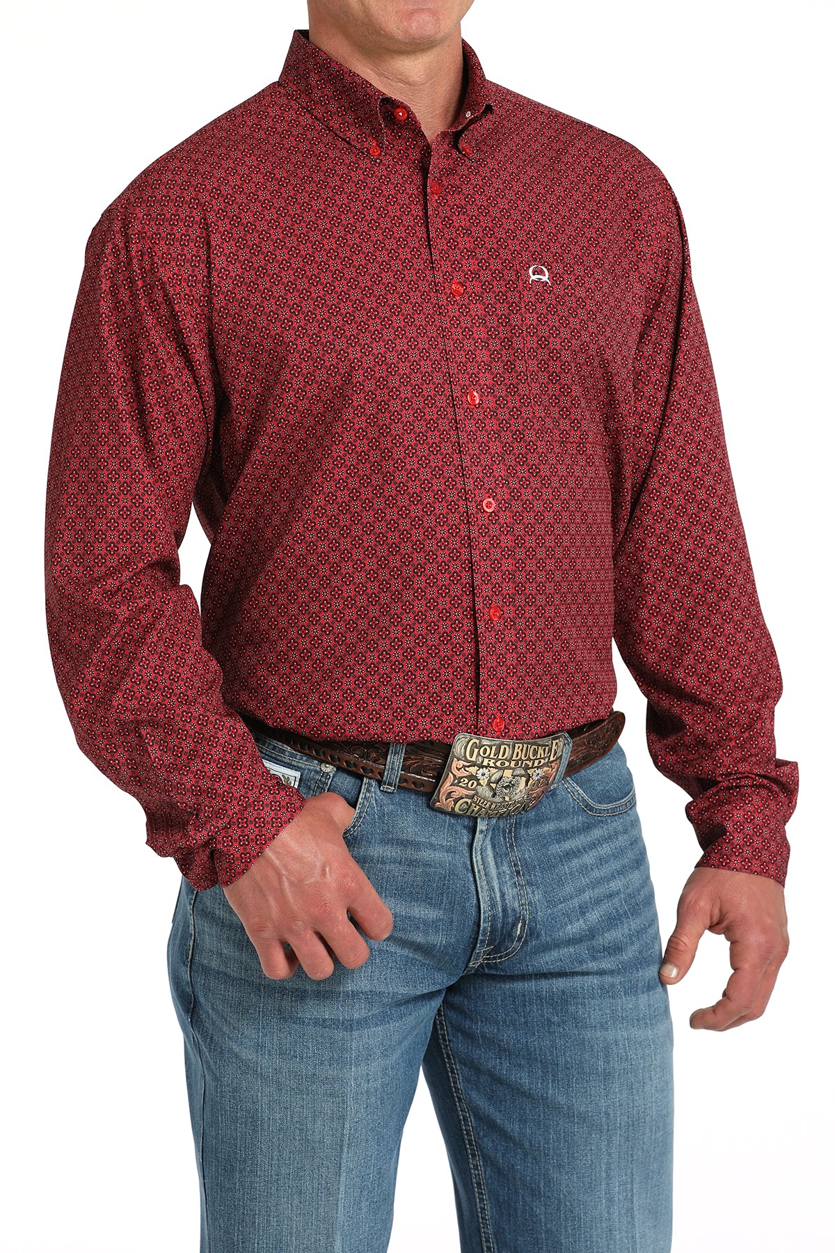CINCH Men's ARENAFLEX Red Button-Down Western Shirt
