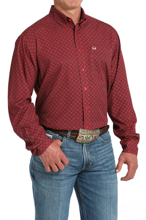 CINCH Men's ARENAFLEX Red Button-Down Western Shirt
