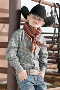 CINCH Boy's Blue Print Button-Down Western Shirt