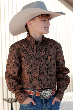 CINCH Boy's Paisley Button-Down Western Shit