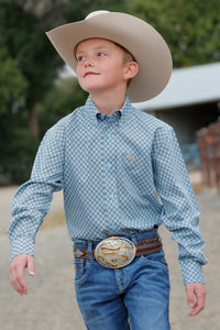 CINCH Boy's Light Blue Button-Down Western Shirt