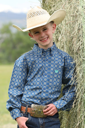 CINCH Boy's Royal Blue Button-Down Western Shirt