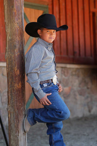CINCH Boy's Teal L/S Western Button Down Shirt