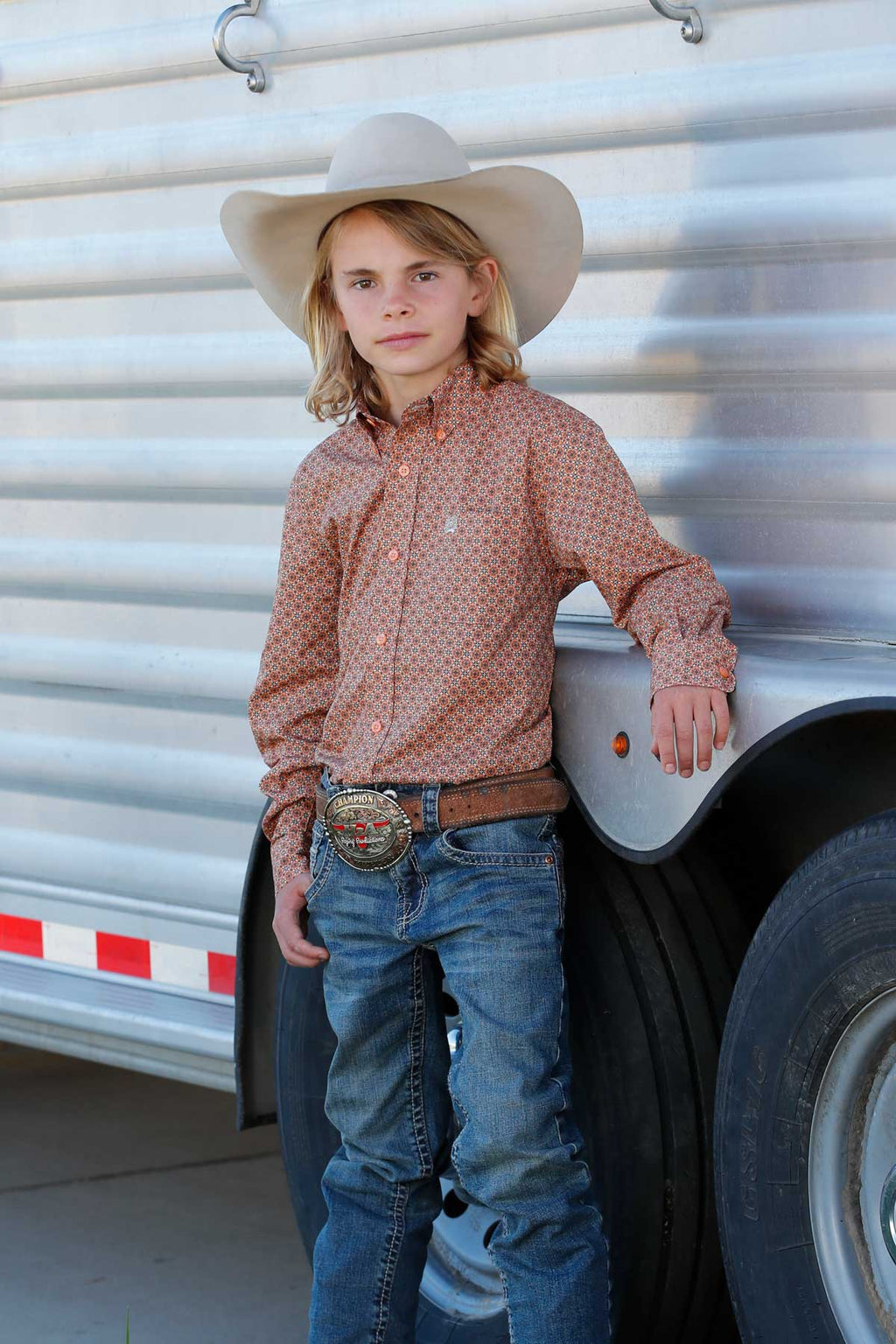 CINCH Boy's Coral L/S Western Button Down Shirt