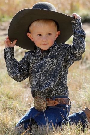 CINCH Boy's Black Button-Down Western Shirt