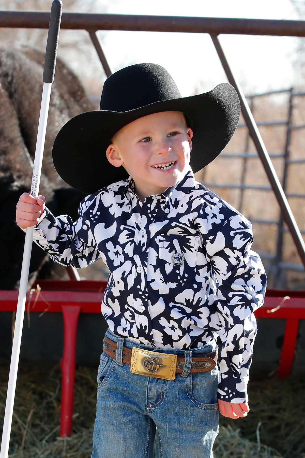 CINCH Boy's "Match Dad" Navy Print Button-Down Western Shirt