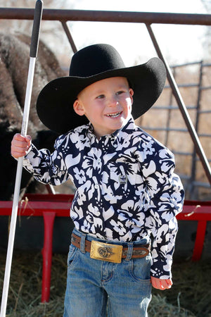 CINCH Boy's "Match Dad" Navy Print Button-Down Western Shirt