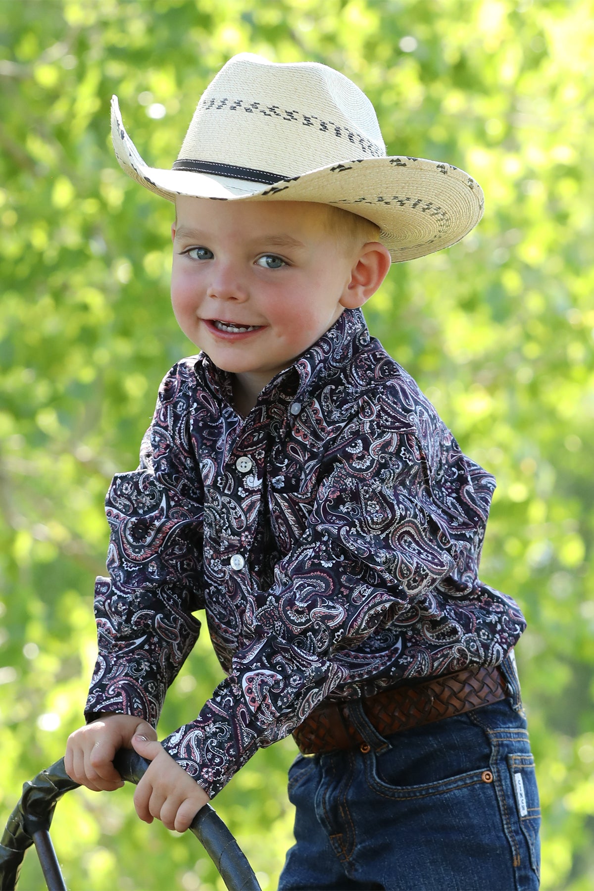 CINCH Boy's Purple Button-Down Western Shirt