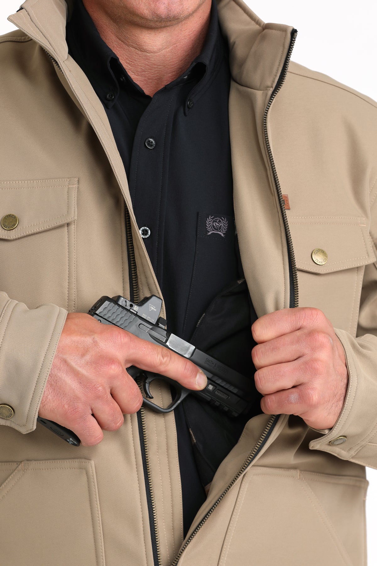 CINCH Men's Khaki Concealed Carry Bonded Jacket