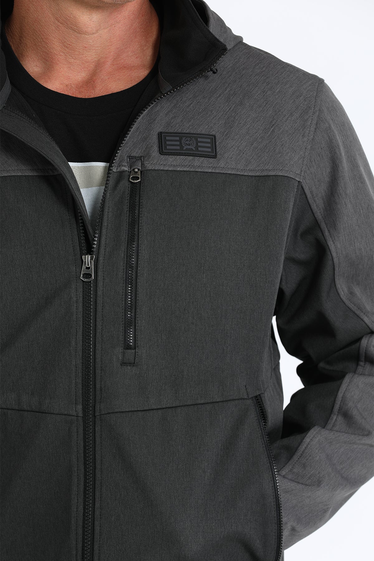 CINCH Men's Black Hooded Soft Shell Jacket