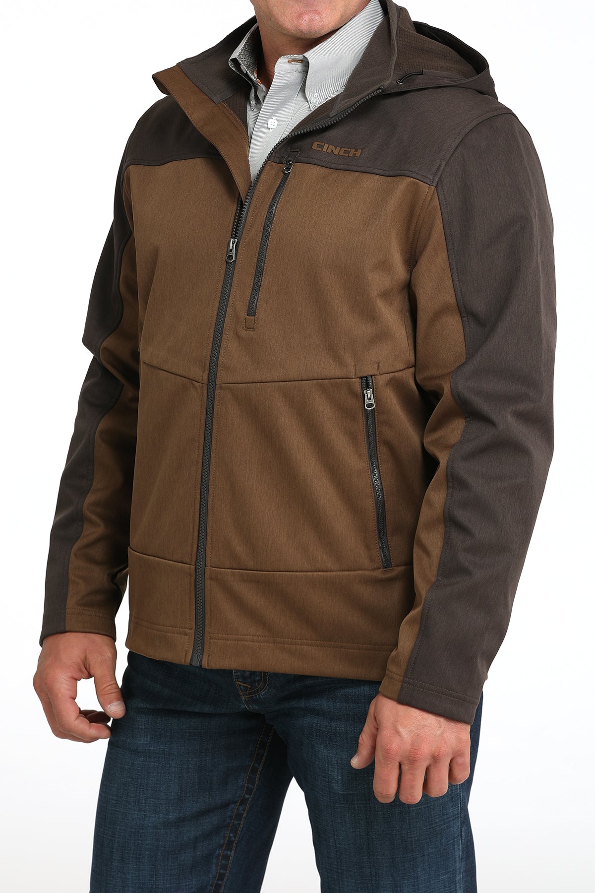 CINCH Men's Brown Hooded Soft Shell Jacket