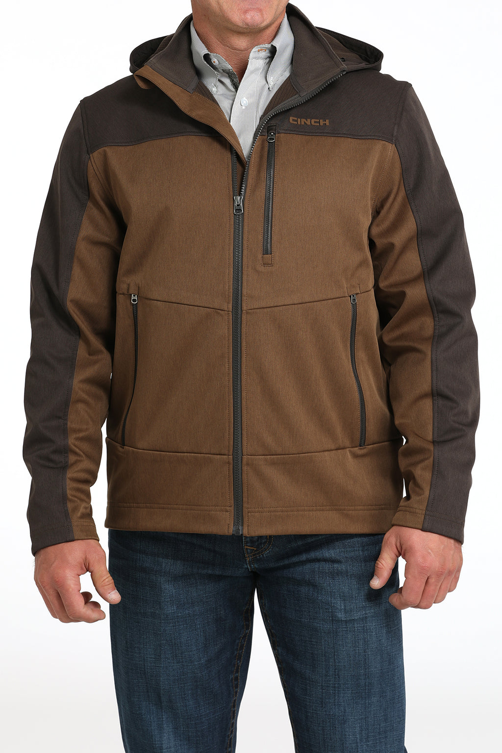 CINCH Men's Brown Hooded Soft Shell Jacket