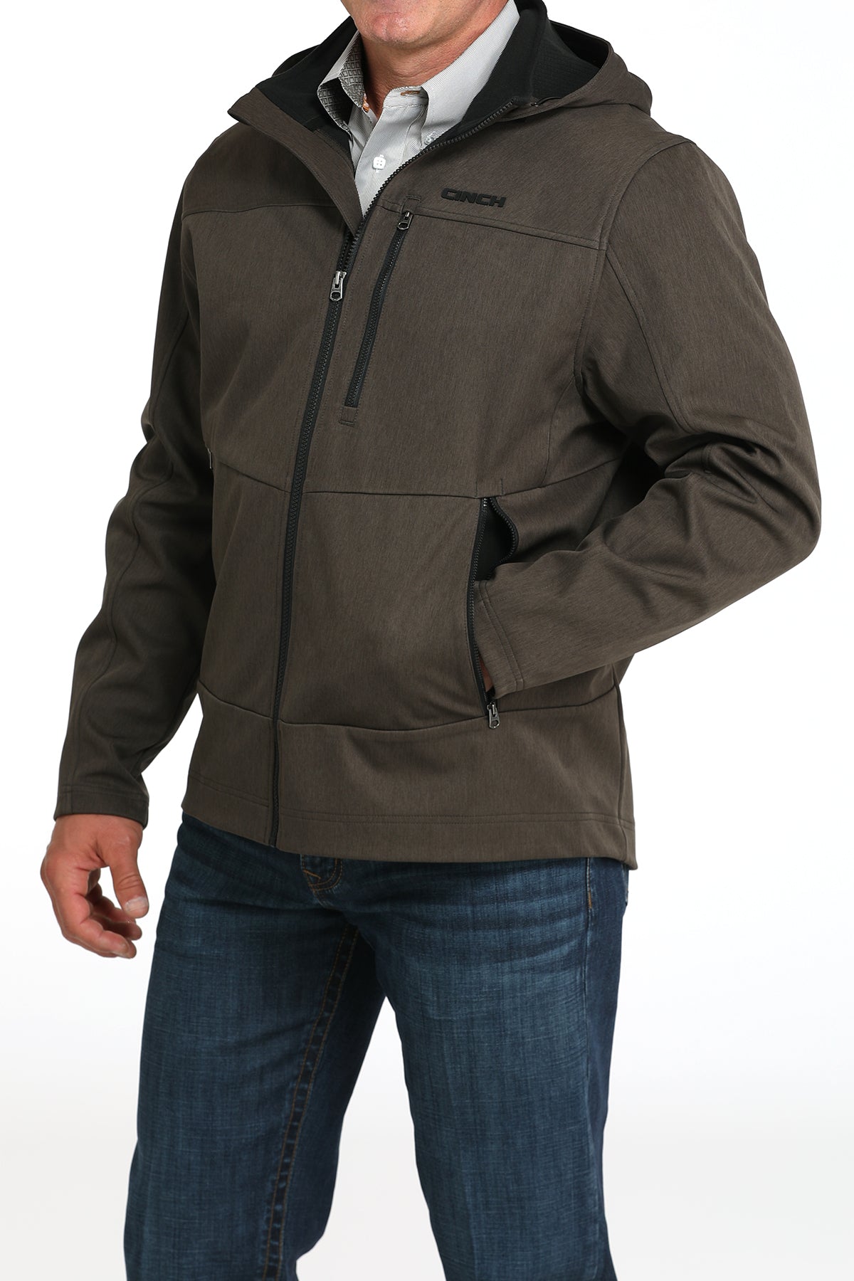 CINCH Men's Brown Hooded Soft Shell Jacket