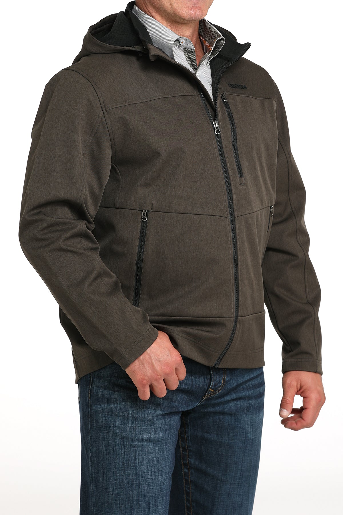 CINCH Men's Brown Hooded Soft Shell Jacket