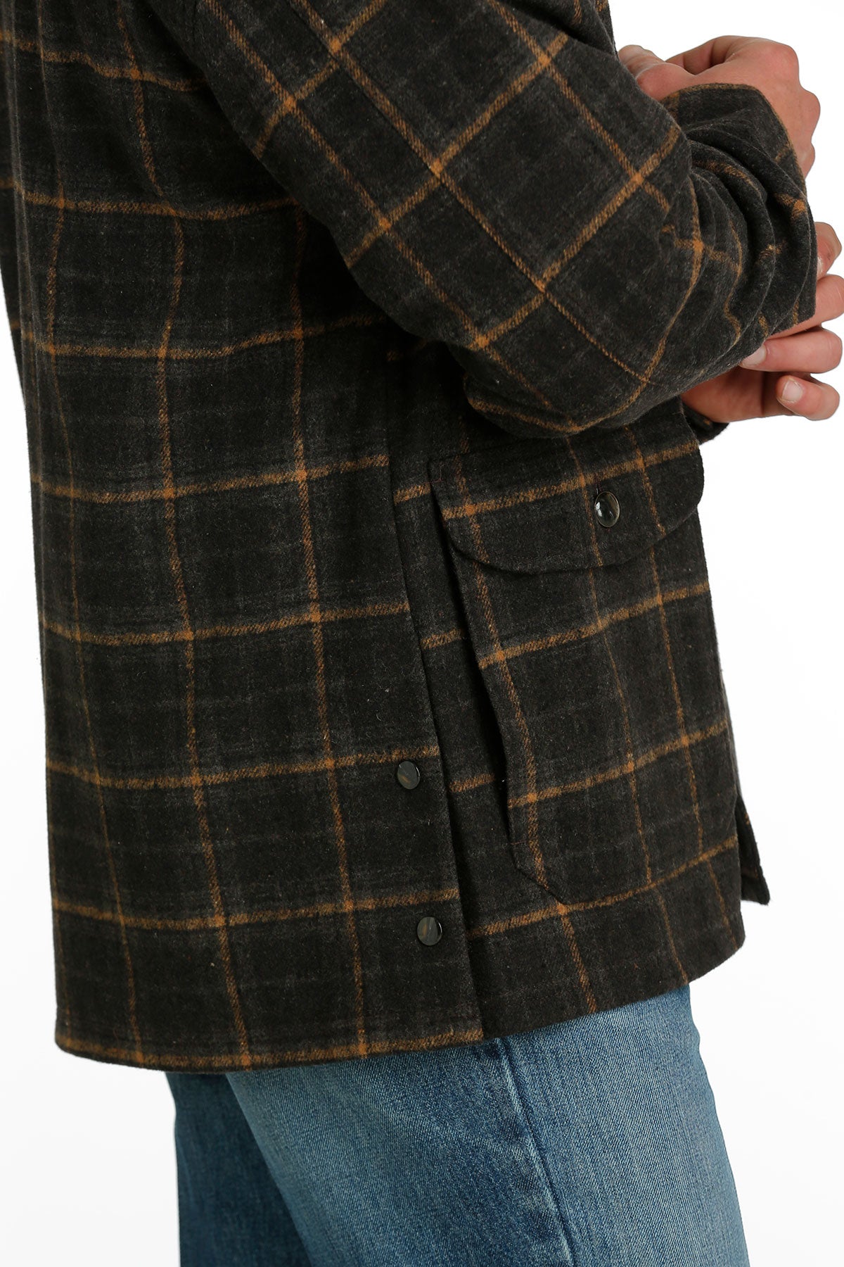 CINCH Men's 3/4 Zip Brown Wooly Coat