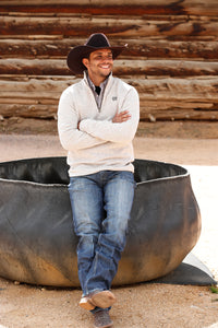 CINCH Men's Cream Quarter Zip Pullover