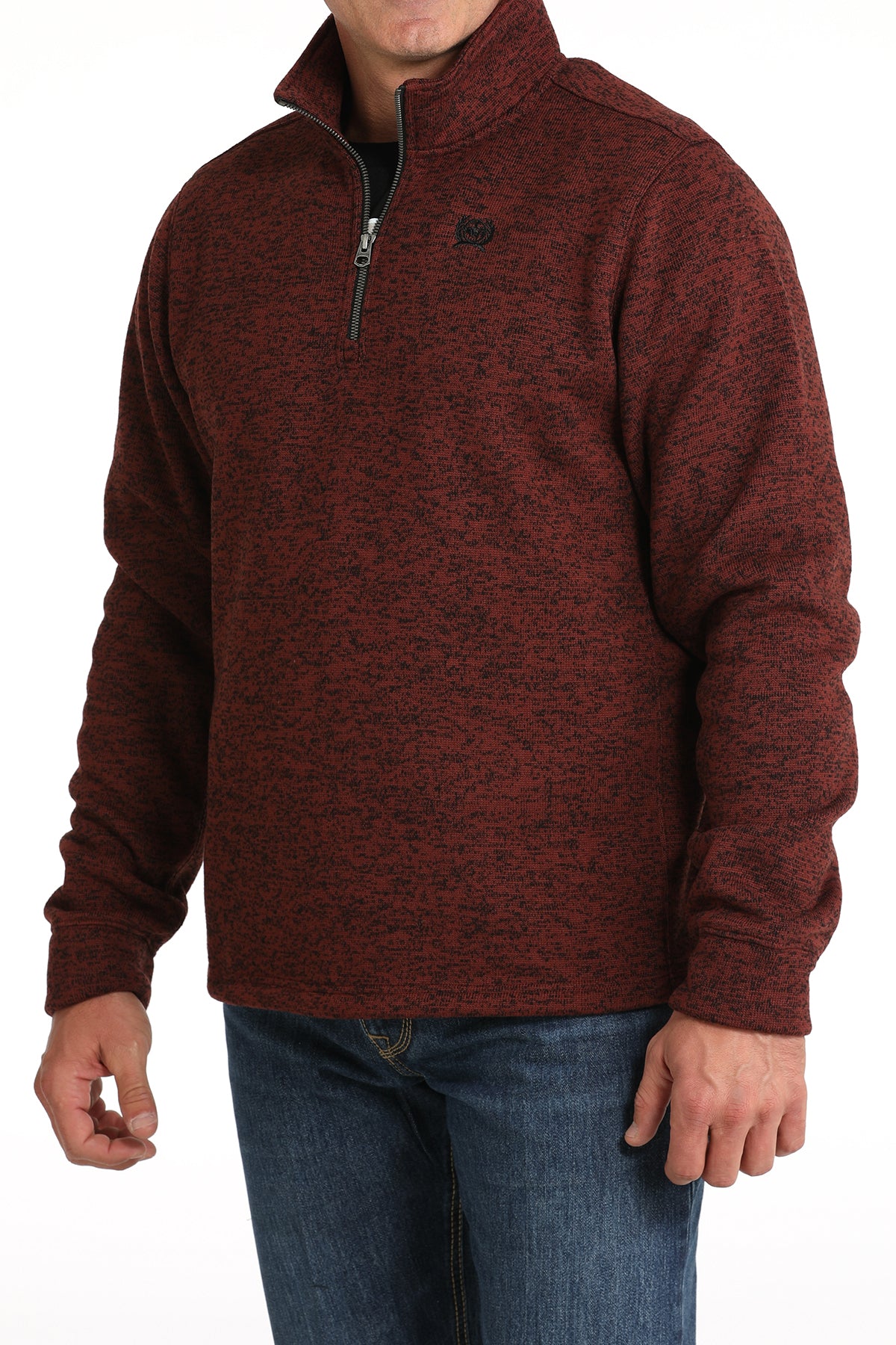 CINCH Men's Burgundy Quarter Zip Pullover