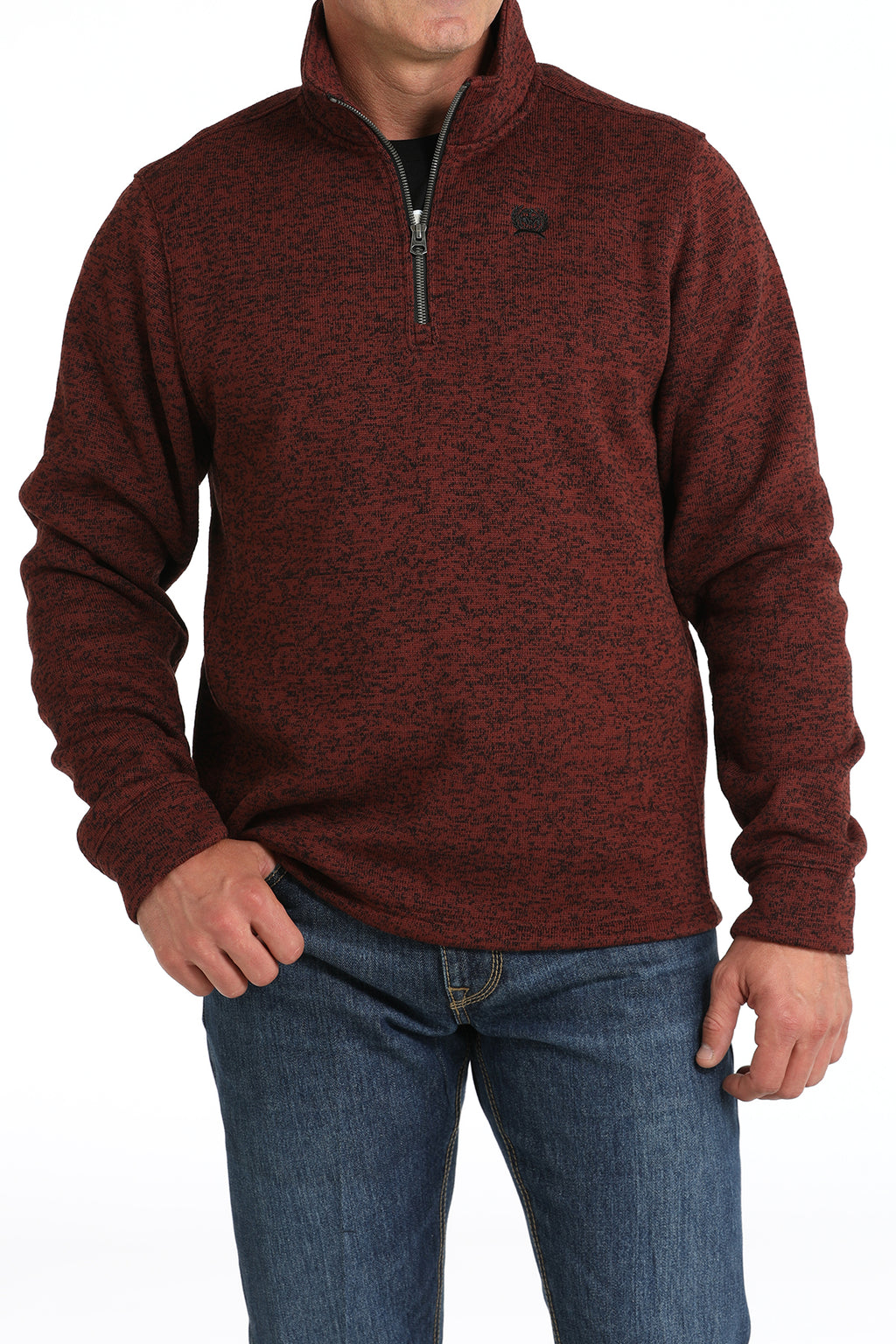 CINCH Men's Burgundy Quarter Zip Pullover