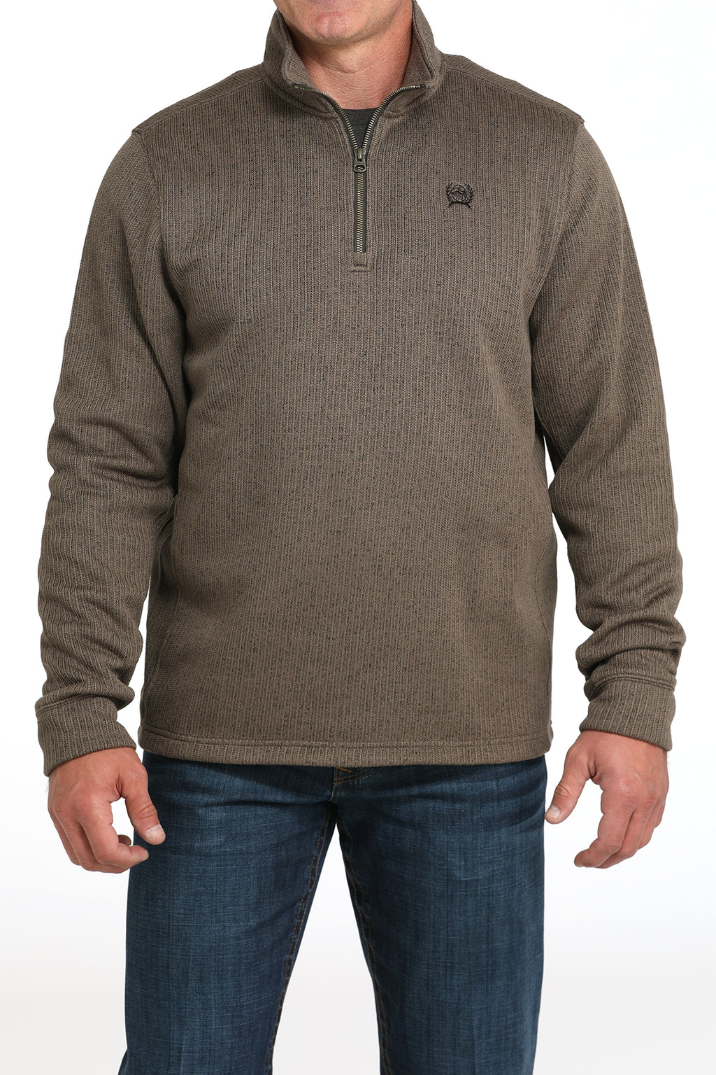 CINCH Men's Brown Quarter Zip Pullover