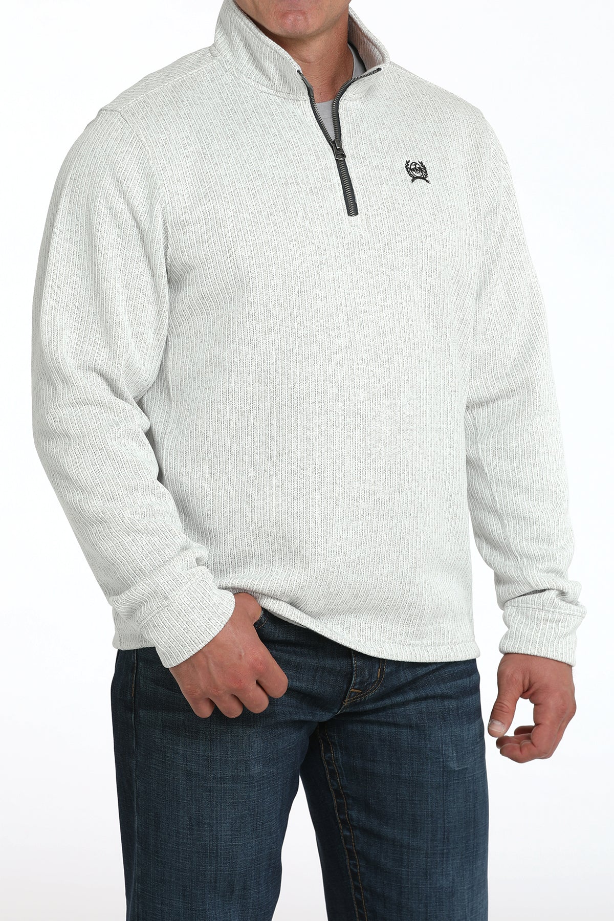 CINCH Men's Grey Quarter Zip Pullover