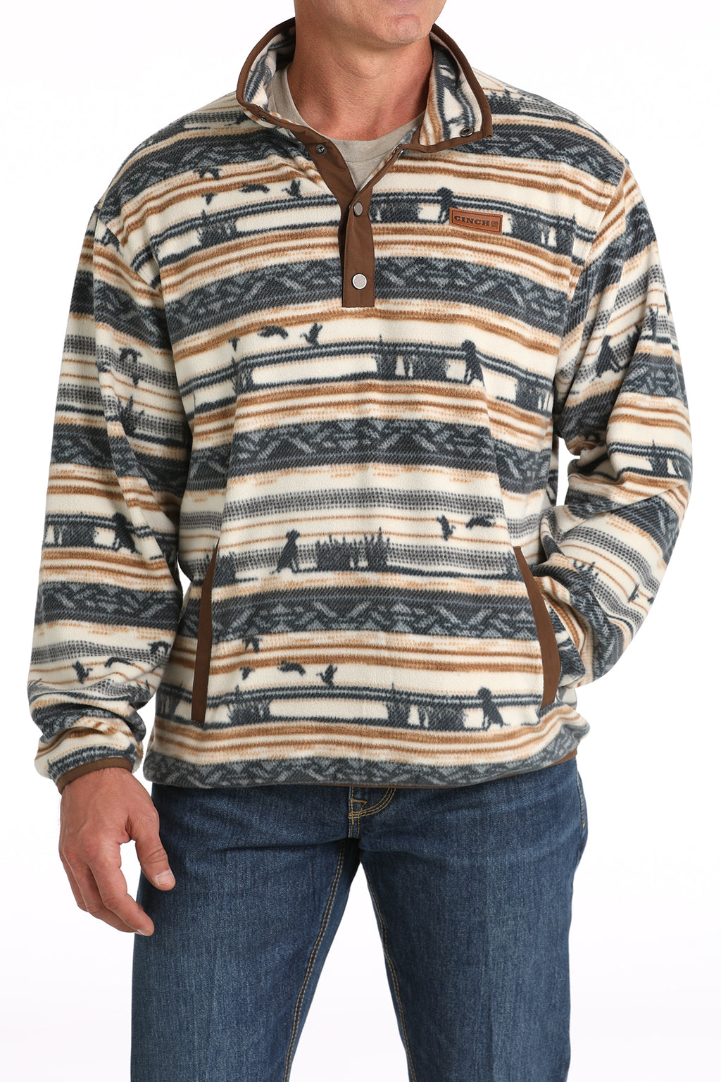 CINCH Men's Cream Polar Fleece Pullover