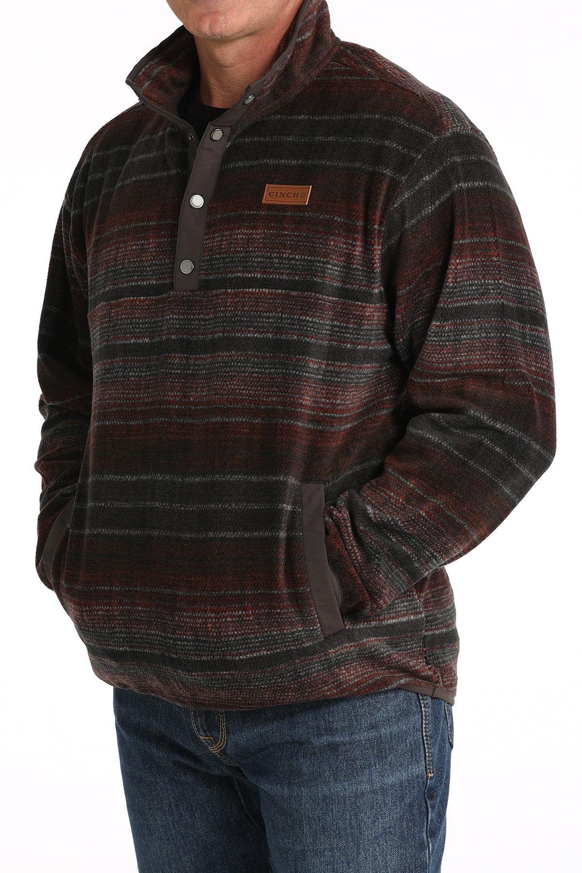 CINCH Men's "Match Boy's" Brown/Red Fleece Pullover