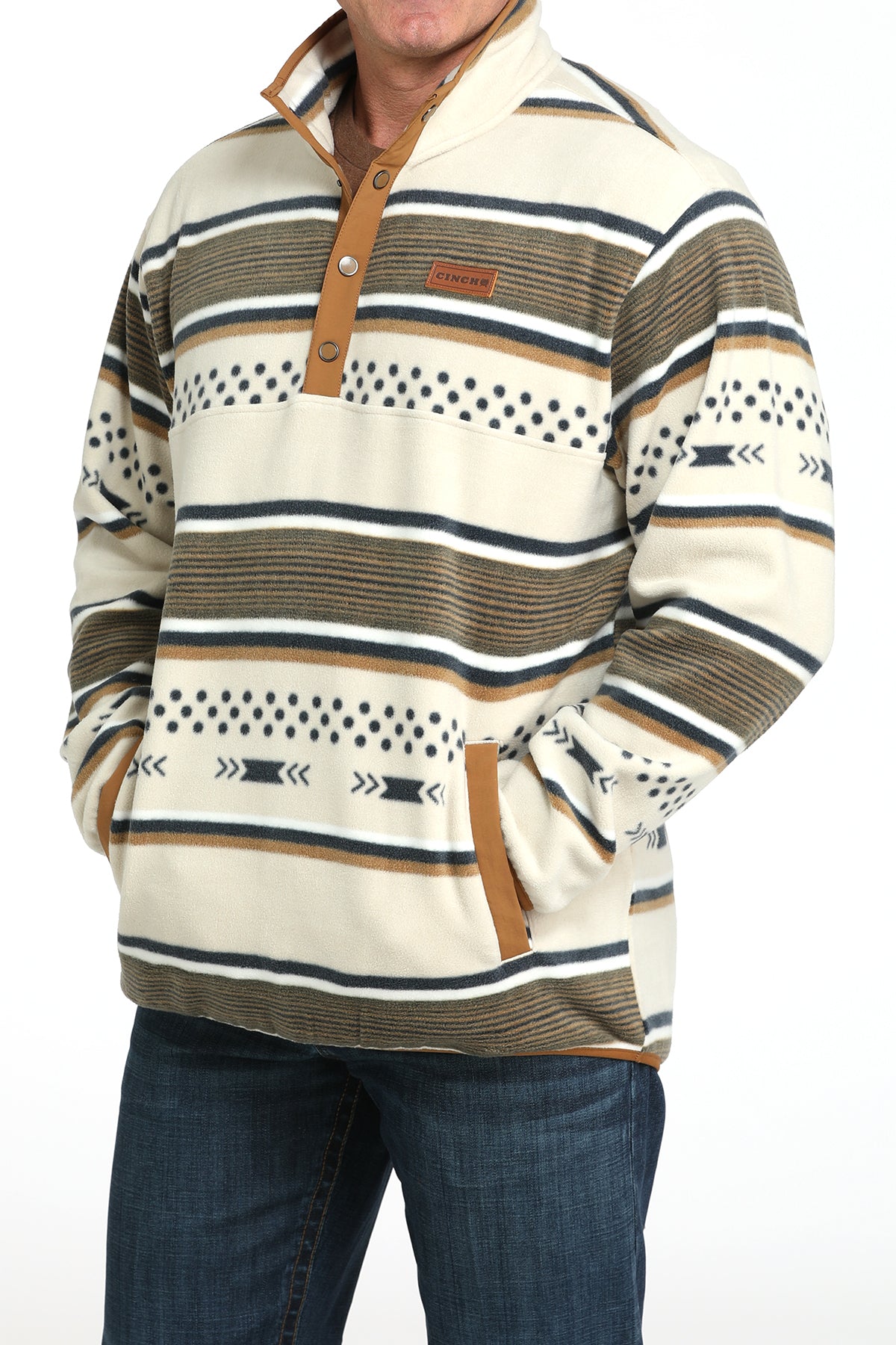 CINCH Men's Cream Polar Fleece Pullover