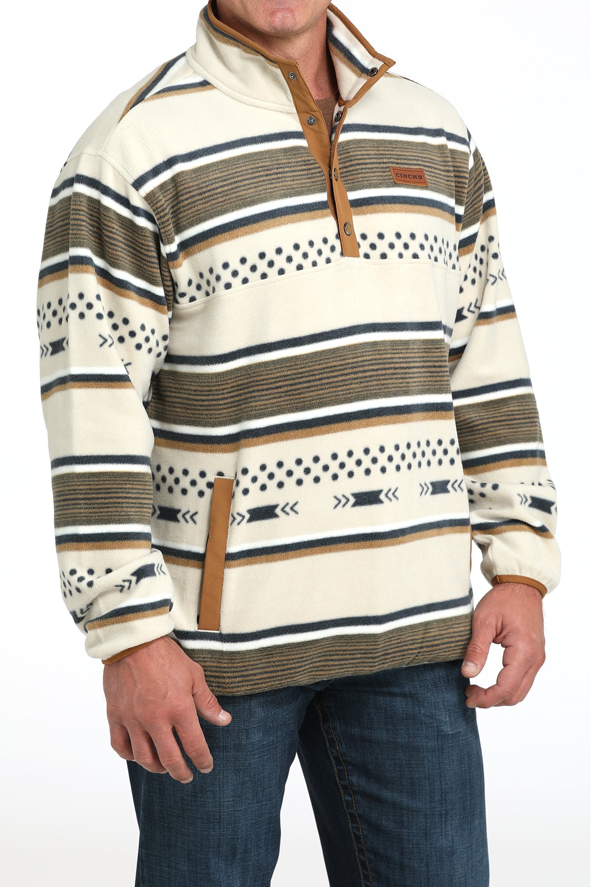 CINCH Men's Cream Polar Fleece Pullover